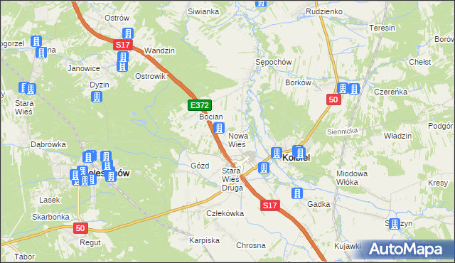 mapa Nowa Wieś gmina Kołbiel, Nowa Wieś gmina Kołbiel na mapie Targeo