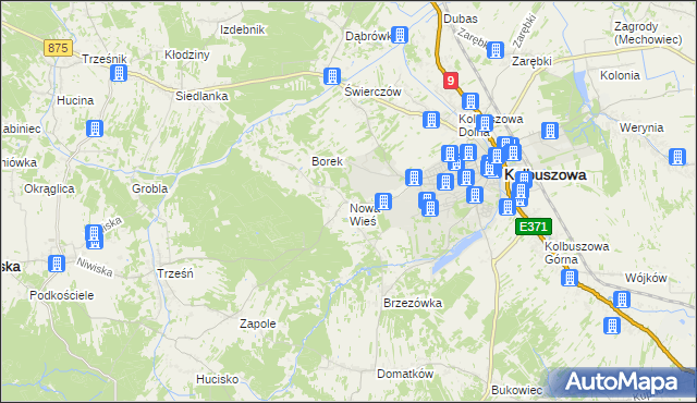 mapa Nowa Wieś gmina Kolbuszowa, Nowa Wieś gmina Kolbuszowa na mapie Targeo