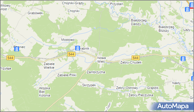 mapa Nowa Wieś gmina Olszewo-Borki, Nowa Wieś gmina Olszewo-Borki na mapie Targeo