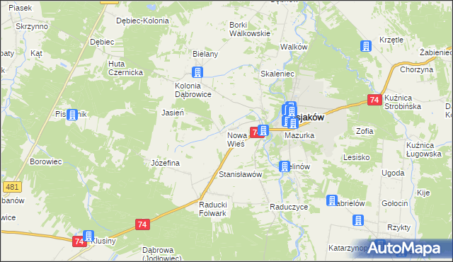 mapa Nowa Wieś gmina Osjaków, Nowa Wieś gmina Osjaków na mapie Targeo