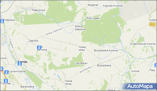 mapa Nowa Wieś gmina Serniki, Nowa Wieś gmina Serniki na mapie Targeo