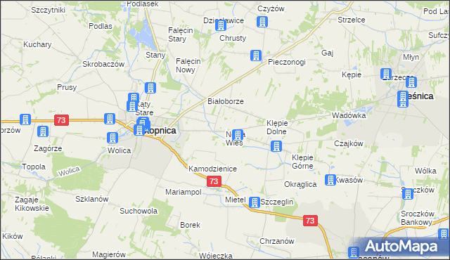 mapa Nowa Wieś gmina Stopnica, Nowa Wieś gmina Stopnica na mapie Targeo