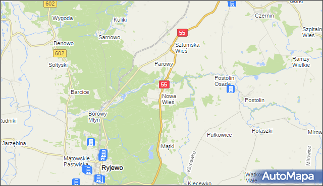 mapa Nowa Wieś gmina Sztum, Nowa Wieś gmina Sztum na mapie Targeo