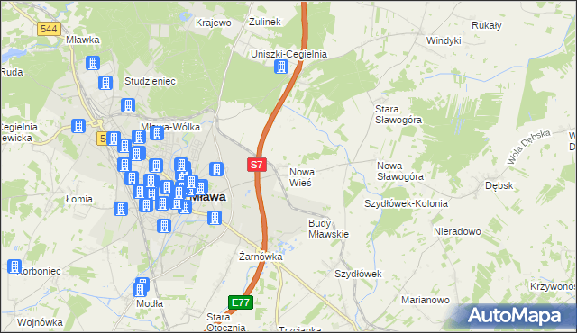 mapa Nowa Wieś gmina Szydłowo, Nowa Wieś gmina Szydłowo na mapie Targeo