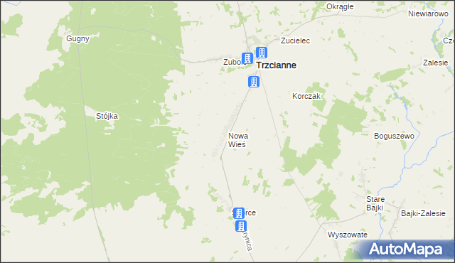 mapa Nowa Wieś gmina Trzcianne, Nowa Wieś gmina Trzcianne na mapie Targeo