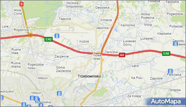 mapa Nowa Wieś gmina Trzebownisko, Nowa Wieś gmina Trzebownisko na mapie Targeo