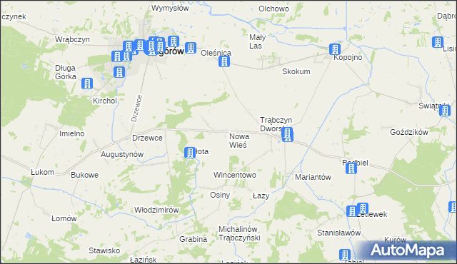 mapa Nowa Wieś gmina Zagórów, Nowa Wieś gmina Zagórów na mapie Targeo