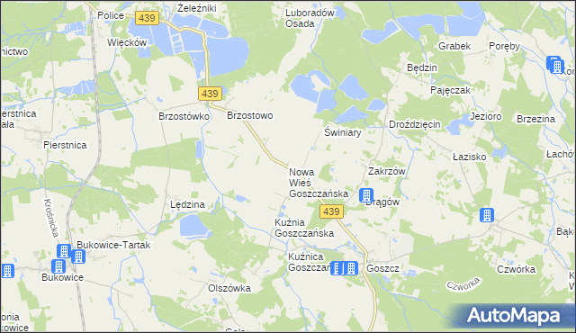 mapa Nowa Wieś Goszczańska, Nowa Wieś Goszczańska na mapie Targeo