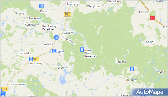 mapa Nowa Wieś Iławecka, Nowa Wieś Iławecka na mapie Targeo