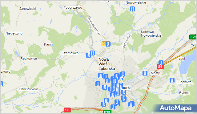 mapa Nowa Wieś Lęborska, Nowa Wieś Lęborska na mapie Targeo