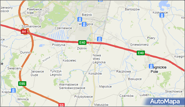 mapa Nowa Wieś Legnicka, Nowa Wieś Legnicka na mapie Targeo