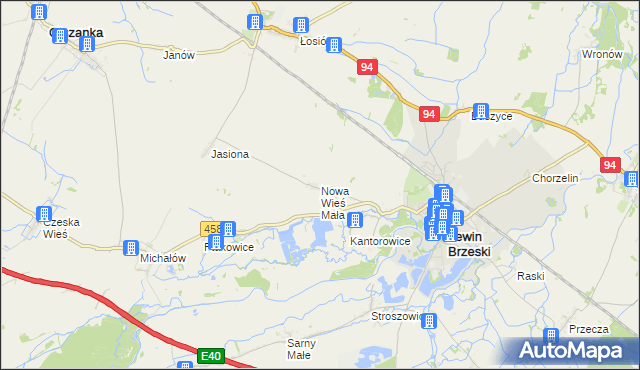 mapa Nowa Wieś Mała gmina Lewin Brzeski, Nowa Wieś Mała gmina Lewin Brzeski na mapie Targeo