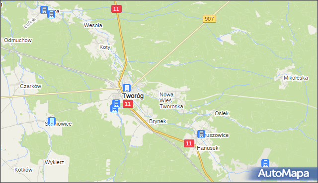 mapa Nowa Wieś Tworoska, Nowa Wieś Tworoska na mapie Targeo