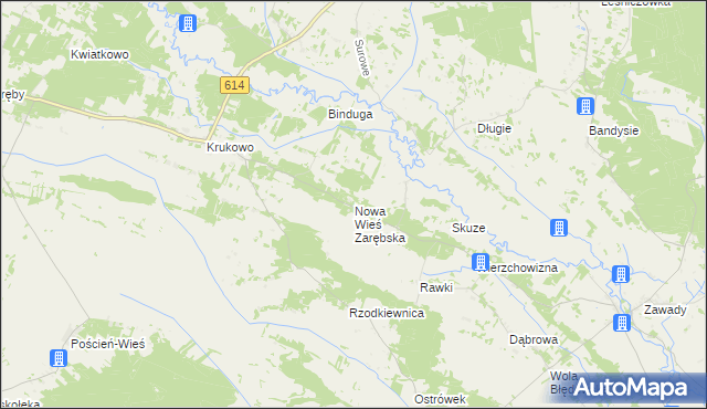 mapa Nowa Wieś Zarębska, Nowa Wieś Zarębska na mapie Targeo