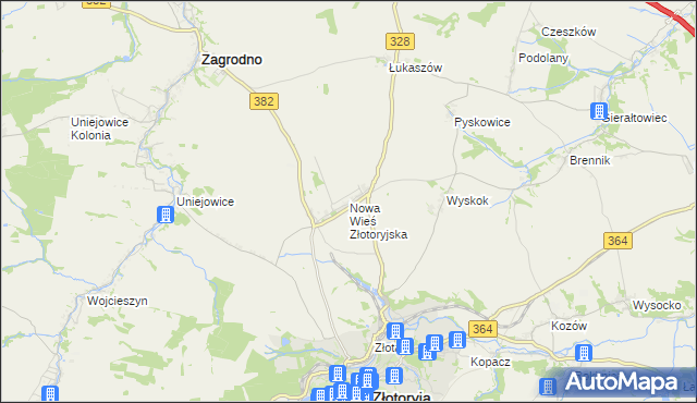 mapa Nowa Wieś Złotoryjska, Nowa Wieś Złotoryjska na mapie Targeo