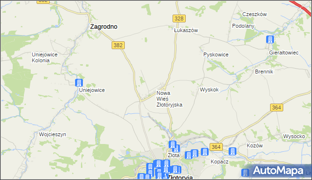 mapa Nowa Wieś Złotoryjska, Nowa Wieś Złotoryjska na mapie Targeo