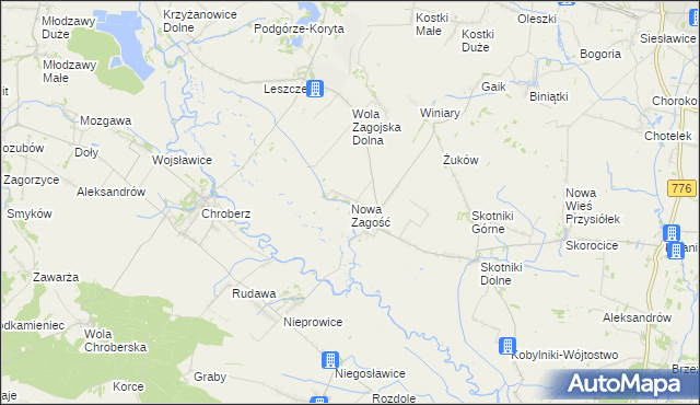 mapa Nowa Zagość, Nowa Zagość na mapie Targeo