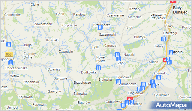 mapa Nowe Bystre, Nowe Bystre na mapie Targeo