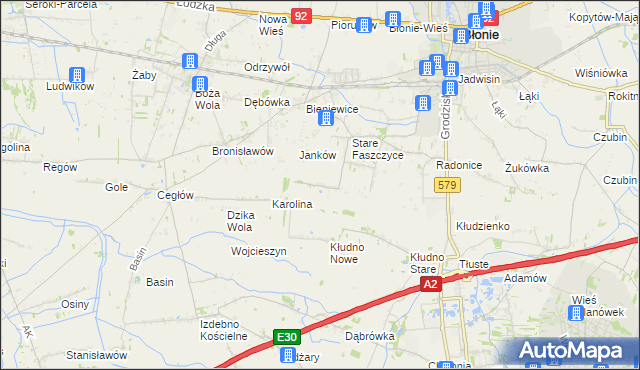 mapa Nowe Faszczyce, Nowe Faszczyce na mapie Targeo