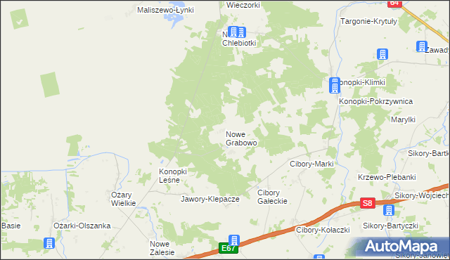 mapa Nowe Grabowo, Nowe Grabowo na mapie Targeo
