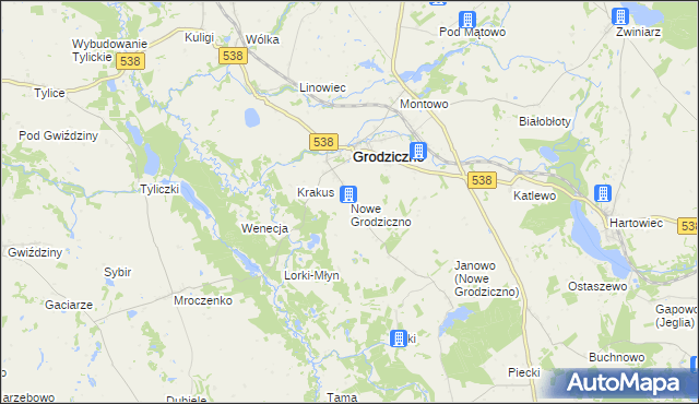 mapa Nowe Grodziczno, Nowe Grodziczno na mapie Targeo