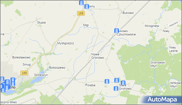 mapa Nowe Gronowo, Nowe Gronowo na mapie Targeo