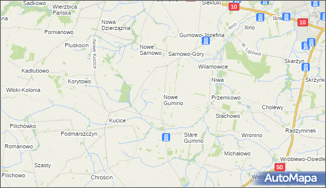 mapa Nowe Gumino, Nowe Gumino na mapie Targeo