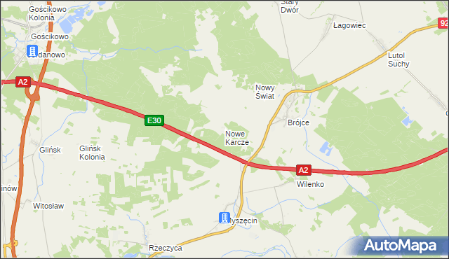 mapa Nowe Karcze, Nowe Karcze na mapie Targeo