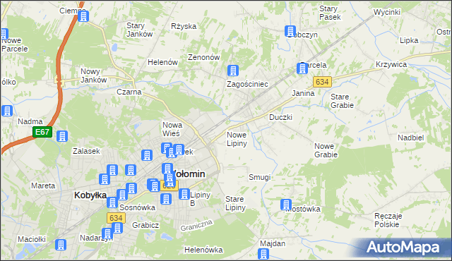 mapa Nowe Lipiny, Nowe Lipiny na mapie Targeo