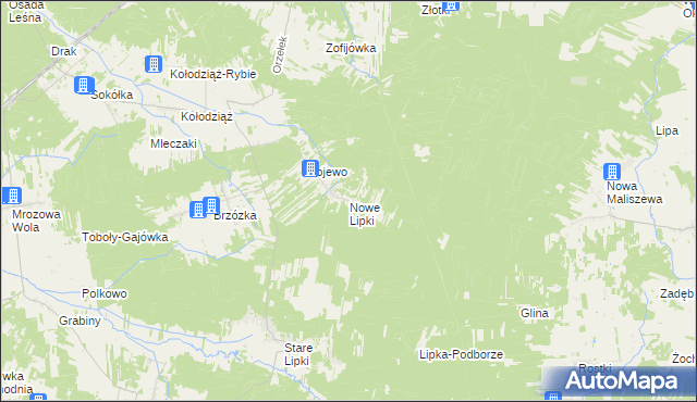 mapa Nowe Lipki gmina Stoczek, Nowe Lipki gmina Stoczek na mapie Targeo