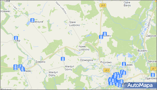 mapa Nowe Ludzicko, Nowe Ludzicko na mapie Targeo