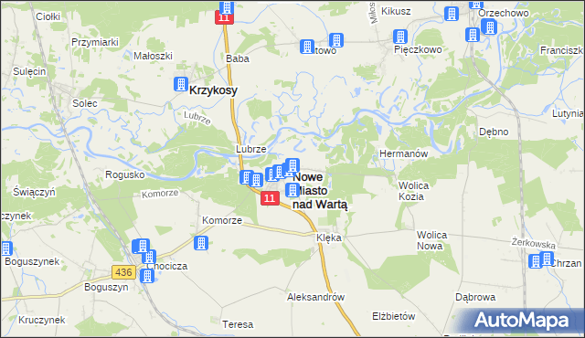 mapa Nowe Miasto nad Wartą, Nowe Miasto nad Wartą na mapie Targeo