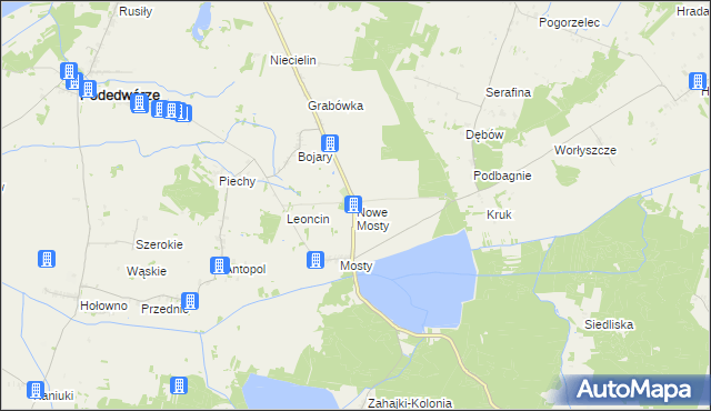 mapa Nowe Mosty gmina Podedwórze, Nowe Mosty gmina Podedwórze na mapie Targeo