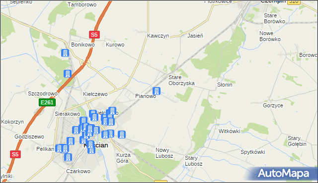 mapa Nowe Oborzyska, Nowe Oborzyska na mapie Targeo