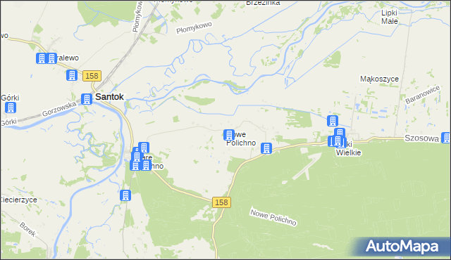 mapa Nowe Polichno, Nowe Polichno na mapie Targeo