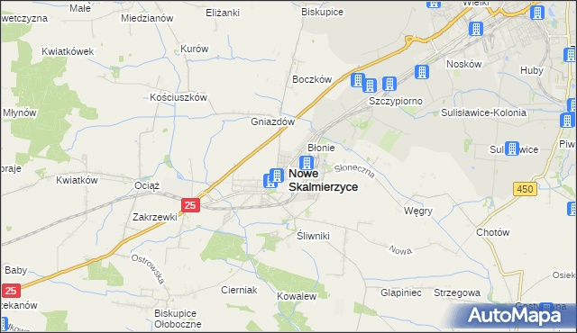 mapa Nowe Skalmierzyce, Nowe Skalmierzyce na mapie Targeo