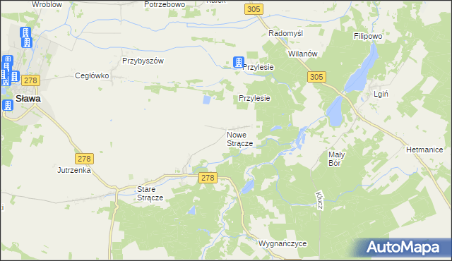 mapa Nowe Strącze, Nowe Strącze na mapie Targeo