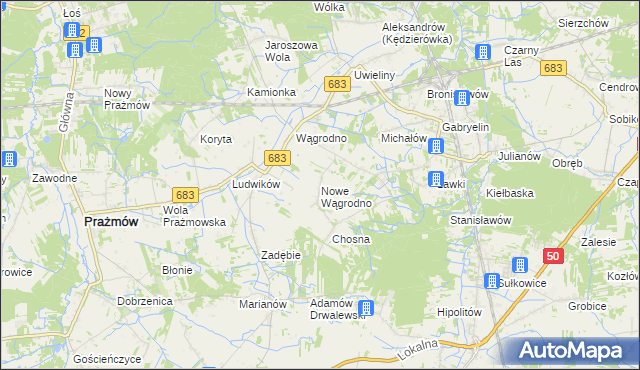 mapa Nowe Wągrodno, Nowe Wągrodno na mapie Targeo