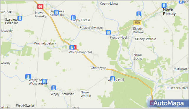 mapa Nowe Zalesie gmina Szepietowo, Nowe Zalesie gmina Szepietowo na mapie Targeo