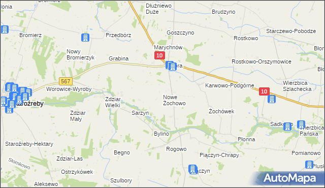 mapa Nowe Żochowo, Nowe Żochowo na mapie Targeo