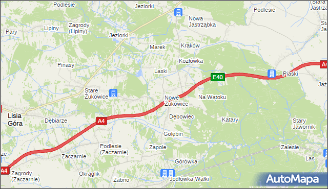 mapa Nowe Żukowice, Nowe Żukowice na mapie Targeo