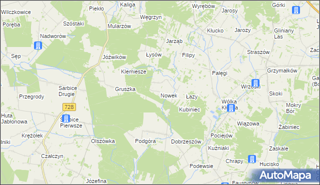 mapa Nowek, Nowek na mapie Targeo