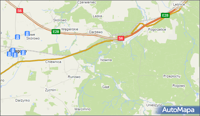 mapa Nowina gmina Potęgowo, Nowina gmina Potęgowo na mapie Targeo