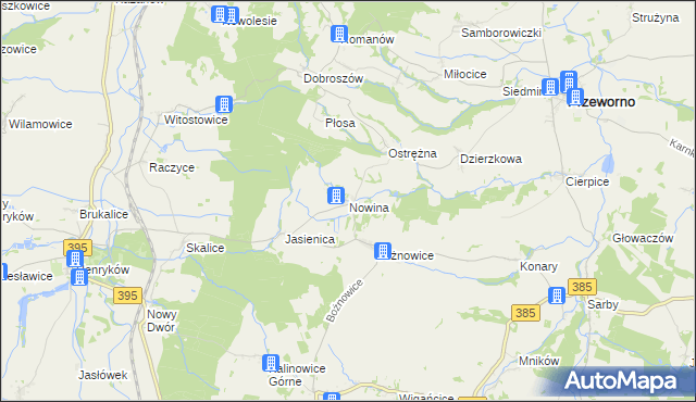 mapa Nowina gmina Ziębice, Nowina gmina Ziębice na mapie Targeo