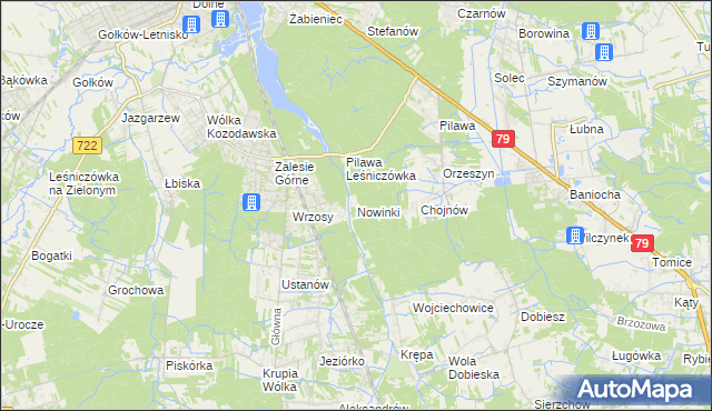 mapa Nowinki gmina Piaseczno, Nowinki gmina Piaseczno na mapie Targeo