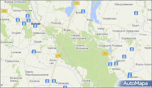 mapa Nowiny Brdowskie, Nowiny Brdowskie na mapie Targeo