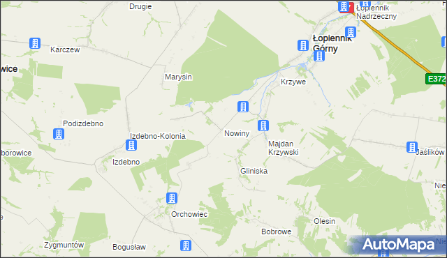 mapa Nowiny gmina Łopiennik Górny, Nowiny gmina Łopiennik Górny na mapie Targeo