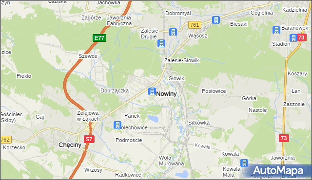 mapa Nowiny gmina Sitkówka-Nowiny, Nowiny gmina Sitkówka-Nowiny na mapie Targeo