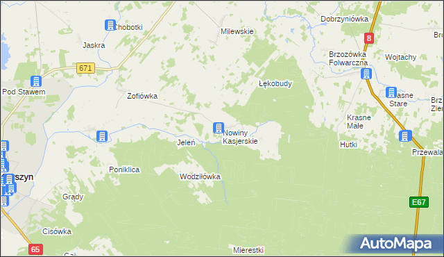 mapa Nowiny Kasjerskie, Nowiny Kasjerskie na mapie Targeo