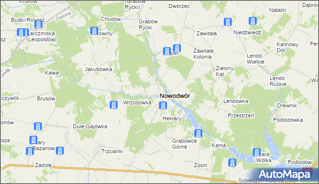 mapa Nowodwór powiat rycki, Nowodwór powiat rycki na mapie Targeo